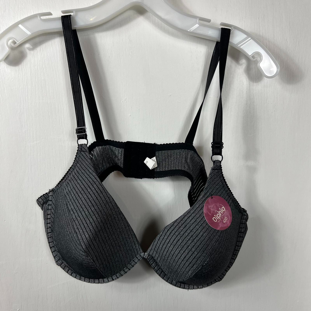 Diphia 3/4 Coverage gray striped bra. 42D